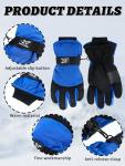 Geyoga 3 Pairs Kids Winter Ski Gloves Waterproof Snow Mittens Windproof Warm Gloves for Girls Boys Cold Weather(Blue, Gray, Black,6-10 Years)