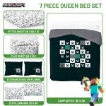 Minecraft Creeper Queen Comforter Set - 7 Piece Gamer Bedding Includes Sheet ...