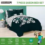 Minecraft Creeper Queen Comforter Set - 7 Piece Gamer Bedding Includes Sheet ...