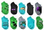 Minecraft No Show Socks for Boys, 10 Pair Multi Pack, Steve, Alex, Creeper, Zombie, Socks for Kids, Medium