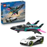 LEGO City Jet vs. Car Building Toys for Kids - Vehicle Sets for Boys & Girls, Ages 6+ - Gift for Birthdays - Toy Car & Jet W/Driver & Pilot Minifigures - 60489