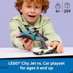 LEGO City Jet vs. Car Building Toys for Kids - Vehicle Sets for Boys & Girls, Ages 6+ - Gift for Birthdays - Toy Car & Jet W/Driver & Pilot Minifigures - 60489