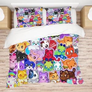Allenjoy Twin Size Pixel Princess Comforter Set Gamer Bed Bedding Sets Bedroom Decor with 1 Pillowcase SC00287-005