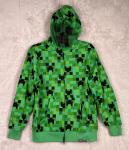Minecraft Creeper Jacket Hoodie Mask Hood Large L Boy Girl NEW Zip Halloween NWT