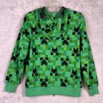 Minecraft Creeper Jacket Hoodie Mask Hood Large L Boy Girl NEW Zip Halloween NWT