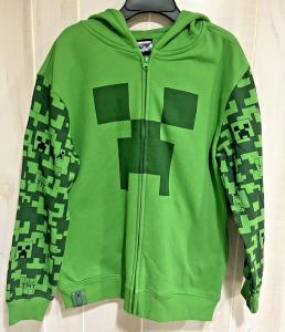 Minecraft Licensed Boys Long Sleeve Full Zip Pixeled Hoodie Green Size XL NEW