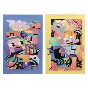 Open Road Brands Minecraft Blue and Yellow 2-Pack Adhesive Canvas Wall Art - Fun Minecraft Posters for Bedroom or Game Room
