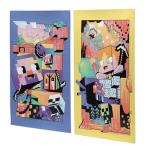 Open Road Brands Minecraft Blue and Yellow 2-Pack Adhesive Canvas Wall Art - Fun Minecraft Posters for Bedroom or Game Room