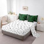 Manfei Pixelated Miners Game Full Size Comforter Set,Geometric Check Video Games Bedding,Gamepad Camo Grid Decor for Kids All Season,Black Green（Fitted+Sheet+2 Pillowcases+2 Throw Pillow Covers）