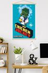 Trends International Minecraft - Chicken Jockey Wall Poster with Magnetic Frame, 34L x 22.4W, Print and Beechwood Hanger Bundle