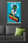 Trends International Minecraft - Chicken Jockey Wall Poster with Magnetic Frame, 34L x 22.4W, Print and Beechwood Hanger Bundle