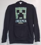 Minecraft Creeper Graphic Print Fleece Hoodie Black Hooded Sweatshirt Boy's L Lg
