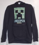 Minecraft Creeper Graphic Print Fleece Hoodie Black Hooded Sweatshirt Boy's L Lg