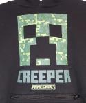 Minecraft Creeper Graphic Print Fleece Hoodie Black Hooded Sweatshirt Boy's L Lg