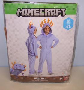 Minecraft Axolotl Child Costume Hooded Jumpsuit Size S/P 4-6 Halloween NEW NWT