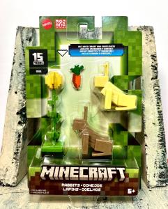 2024 Minecraft 15th Anniversary Action Figures: RABBITS (w/ Carrot & Sunflower)