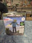 Licensed Minecraft Zombie Video Game Costume Child Size M 7-8 Glow In The Dark 