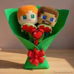 BRAND NEW STEVE & ALEX Minecraft Plush Bouquet 2026 - 13”