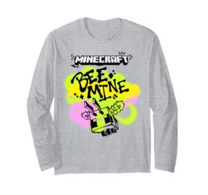 Minecraft Valentine's Day Bee Mine Graffiti Lettering & Art Long Sleeve T-Shirt