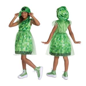 Minecraft Creeper Dress Costume for Kids, Official Minecraft Costume Outfit with Hood, Child Size (7-8)