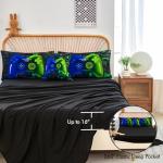 PERFEMET 6-Piece Game Twin Comforter Set for Kids Blue and Green Boys Gaming Bed in a Bag with Sheets Soft 3D Cool Fluffy Video Game Console Bedding Set for Girls Teen(Blue Green, Twin)