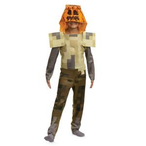 Kids Minecraft Hooded Halloween Costume Jumpsuit Husk Jack O'Lantern Large 10-12