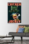 A Minecraft Movie - Chicken Jockey Wall Poster with Magnetic Frame, 34L" x 22.4W", Print and White Hanger Bundle