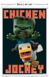 A Minecraft Movie - Chicken Jockey Wall Poster with Magnetic Frame, 34L" x 22.4W", Print and White Hanger Bundle