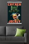 A Minecraft Movie - Chicken Jockey Wall Poster with Magnetic Frame, 34L" x 22.4W", Print and White Hanger Bundle