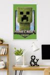 A Minecraft Movie - Creeper Logo Wall Poster with Magnetic Frame, 34L" x 22.4W", Premium Print and White Hanger Bundle