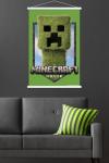 A Minecraft Movie - Creeper Logo Wall Poster with Magnetic Frame, 34L" x 22.4W", Premium Print and White Hanger Bundle