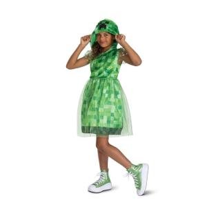 Minecraft Creeper Dress Costume for Kids, Official Minecraft Costume Outfit with Hood, Child Size (4-6x)