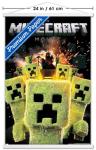 A Minecraft Movie - Creeper Explosion Wall Poster with Magnetic Frame, 34L" x 22.4W", Premium Print and White Hanger Bundle