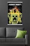 A Minecraft Movie - Creeper Explosion Wall Poster with Magnetic Frame, 34L" x 22.4W", Premium Print and White Hanger Bundle