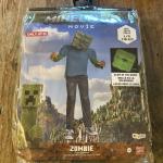 Minecraft Movie ZOMBIE Jumpsuit Costume Size L 10-12 Mask Glows NIP Unisex