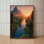 Minecraft Game Scene Landscape Aesthetic Gaming Decor Poster