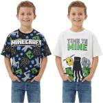 Get Trend Minecraft Boys Short Sleeve T Shirts, Crewneck Summer Tops, Graphic Tees, Pack of 2, Creeper Gamer Gifts, 5-14 Yrs (7-8 Years, Grey/Black Minecraft 2 Pck)