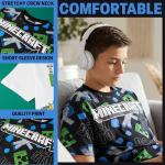 Get Trend Minecraft Boys Short Sleeve T Shirts, Crewneck Summer Tops, Graphic Tees, Pack of 2, Creeper Gamer Gifts, 5-14 Yrs (7-8 Years, Grey/Black Minecraft 2 Pck)
