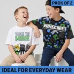 Get Trend Minecraft Boys Short Sleeve T Shirts, Crewneck Summer Tops, Graphic Tees, Pack of 2, Creeper Gamer Gifts, 5-14 Yrs (7-8 Years, Grey/Black Minecraft 2 Pck)