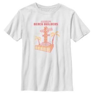Boy's Minecraft Beach Builders Tower T-Shirt - White - Small