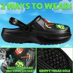Minecraft Boys Clogs Slip On Sandals Kids Summer Shoes Outdoor Water Shoes for Pool Beach Travel Creeper Gifts for Gamers(Black with Charms, 4-5 US)