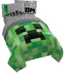 Minecraft Creeper 5 Piece Full Bed Set/ Reversible Comforter & Sheet SET