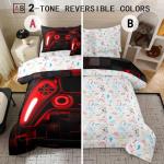 Peopleareok 6 Piece Gaming Comforter Sets Twin, 3D Red Game Controller Design Twin Comforter Bed in A Bag Video Game Bedding, Soft Microfiber Gaming Bedding Set for Boys Kids All Season