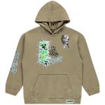 Minecraft Boys Pullover Hoodie, Creeper Graphic Fleece Sweatshirt, Olive