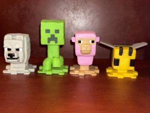 Minecraft mcdonalds toys 2025 Lot Of 4 Creeper, Bee, Sheep, Ghost (#571-4)