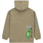 Minecraft Boys Pullover Hoodie, Creeper Graphic Fleece Sweatshirt, Olive