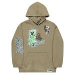 Minecraft Boys Pullover Hoodie, Creeper Graphic Fleece Sweatshirt, Olive