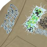 Minecraft Boys Pullover Hoodie, Creeper Graphic Fleece Sweatshirt, Olive