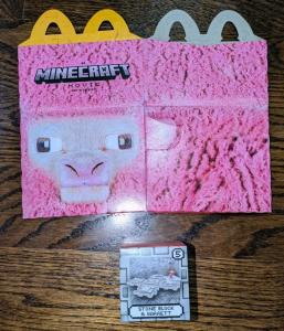 2025 McDonald’s Minecraft Movie Happy Meal Toy #5 Stone Block & Garrett w/ Sheep
