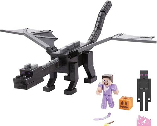 Minecraft Ender Dragon Action Figure Set with Steve